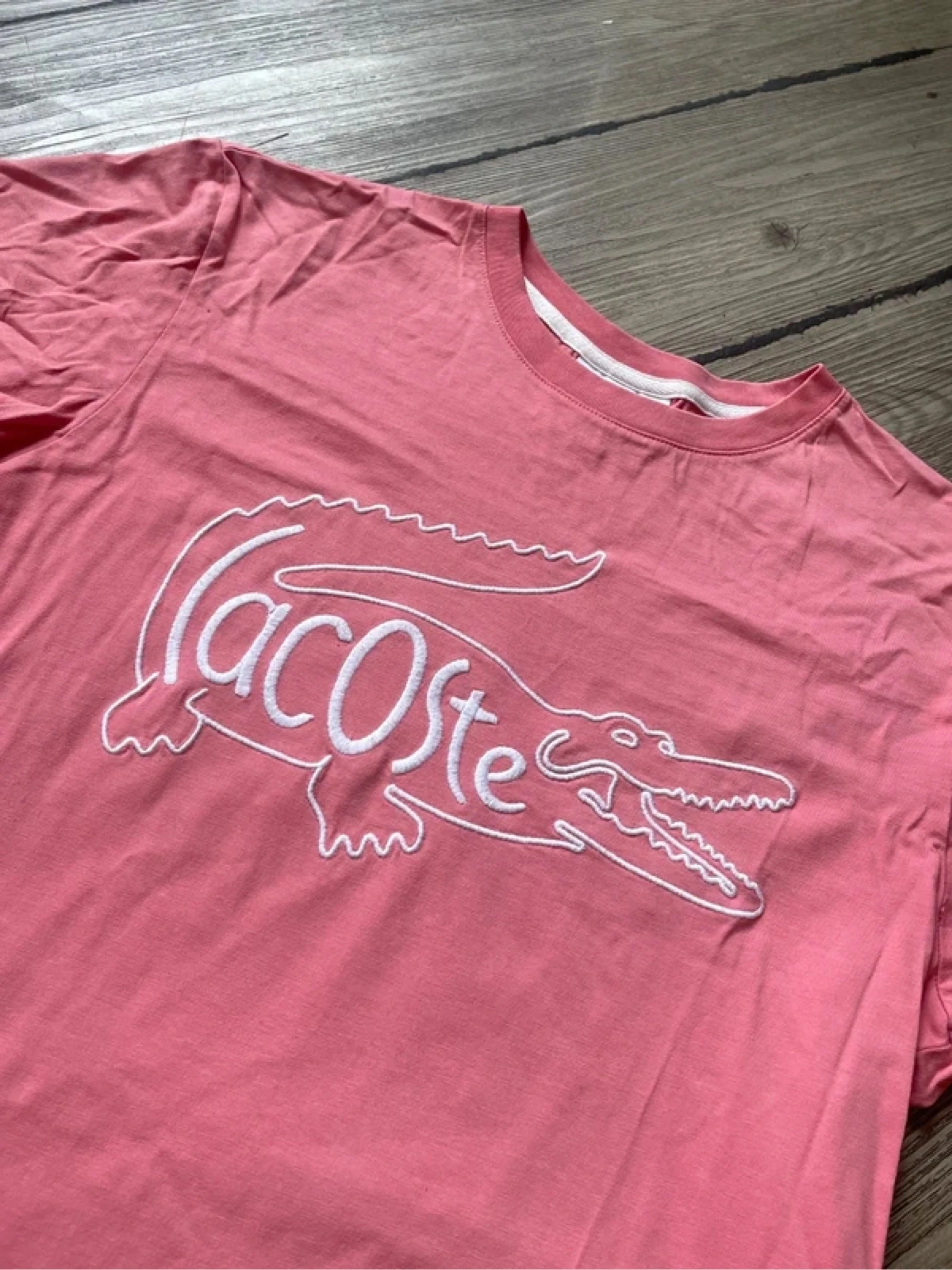 camiseta Lacoste rosa com logo bordado – photo 2